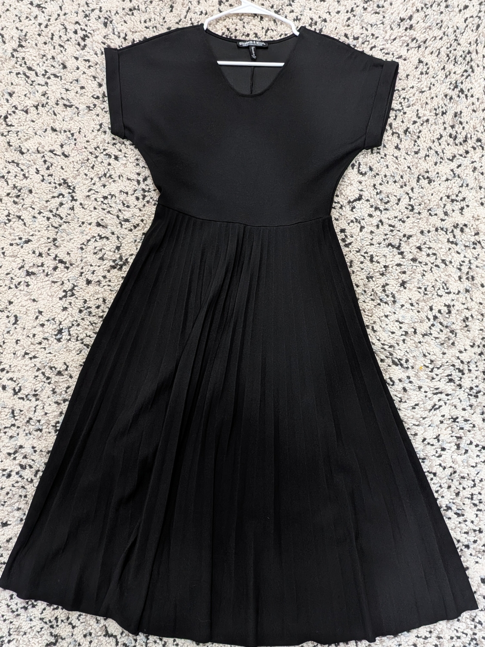 Classic Black Pleated Midi Quiet Luxury Dress by Topshop - Short Sleeve Elegance